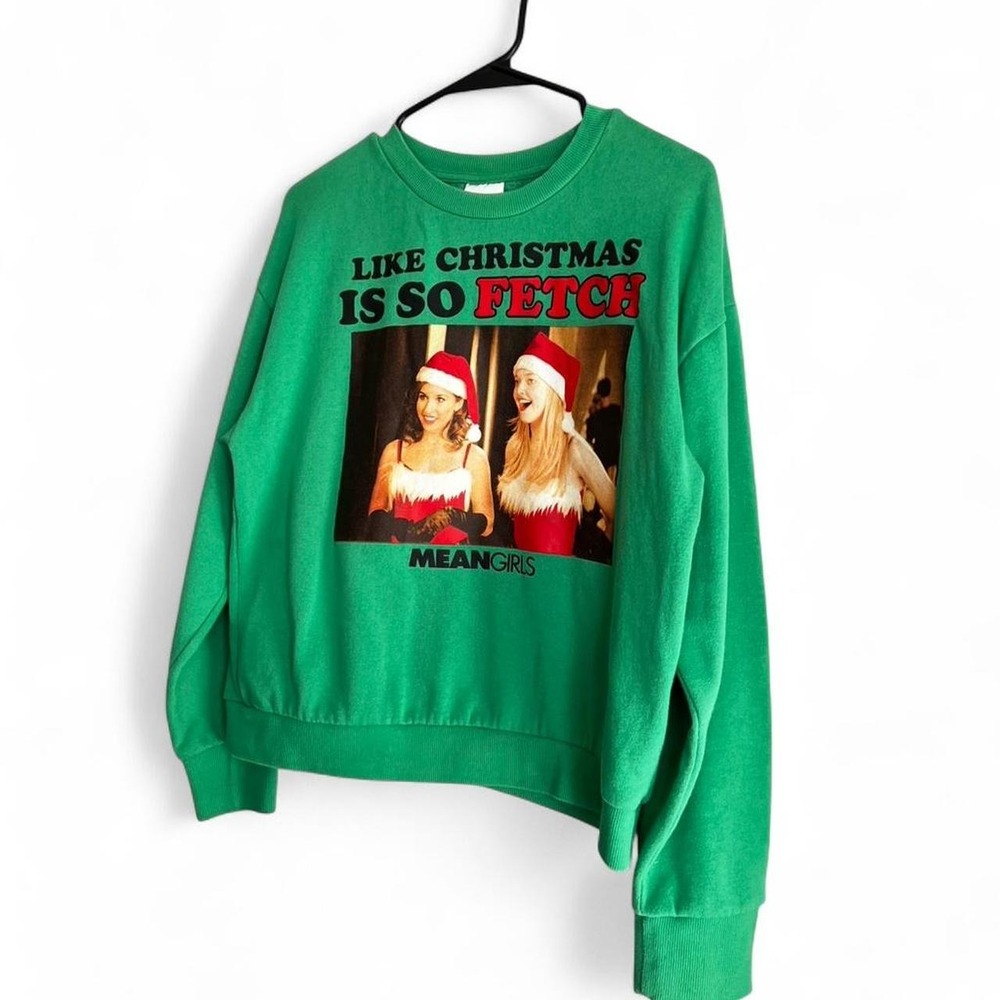 Mean Girls Christmas Is So Fetch Green Crewneck Sweatshirt Women's Small